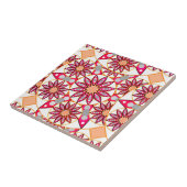 マンダラパターン，サンゴ，桃，白と灰色 タイル (側面)