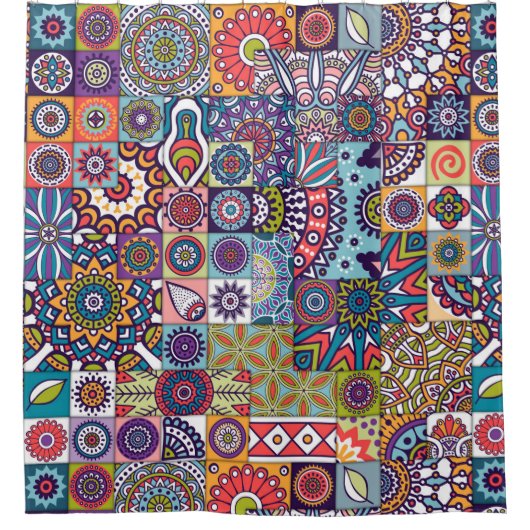 マンダラパターン シャワーカーテン (正面)