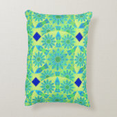 マンダラパターン，ターコイズ，青，ライムグリーン アクセントクッション (裏面(縦))
