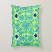 マンダラパターン，ターコイズ，青，ライムグリーン アクセントクッション (正面(垂直))