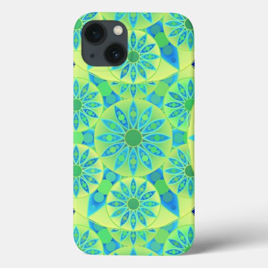 マンダラパターン，ターコイズ，青，ライムグリーン Case-Mate iPhoneケース (裏面)