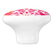 マンダラパターン、ピンクとサンゴの色合い セラミックノブ (側面)