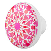 マンダラパターン、ピンクとサンゴの色合い セラミックノブ (右)