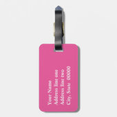 マンダラパターン，ホットピンク，白黒 ラゲッジタグ (裏面縦)