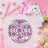 マンダラパターン，ラベンダー，ピンク，ホットピンク，白 ペーパープレート (パーティー)