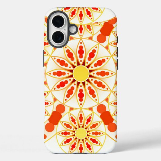 マンダラパターン，レンガの赤，錆，金ゴールド Case-Mate iPhoneケース (裏面)