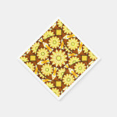 マンダラパターン、茶色と金ゴールドの色合い スタンダードカクテルナプキン (角)