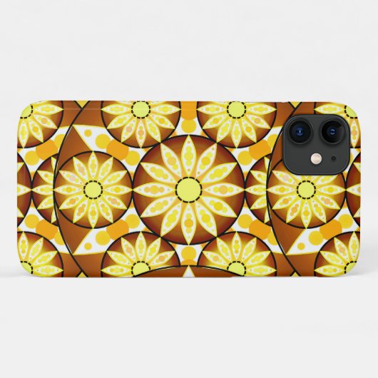 マンダラパターン、茶色と金ゴールドの色合い Case-Mate iPhoneケース (裏面(横))