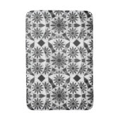 マンダラパターン，黒，白と灰色/灰色 バスマット (正面縦)