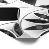 マンダラパターン、黒、白、グレー ポスター (角)