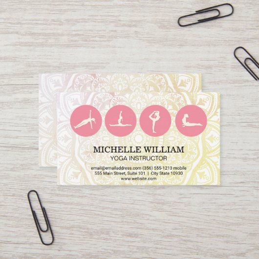 マンダラパターン | Yoga Posesアイコン 名刺 (正面/裏面インサイチュ)