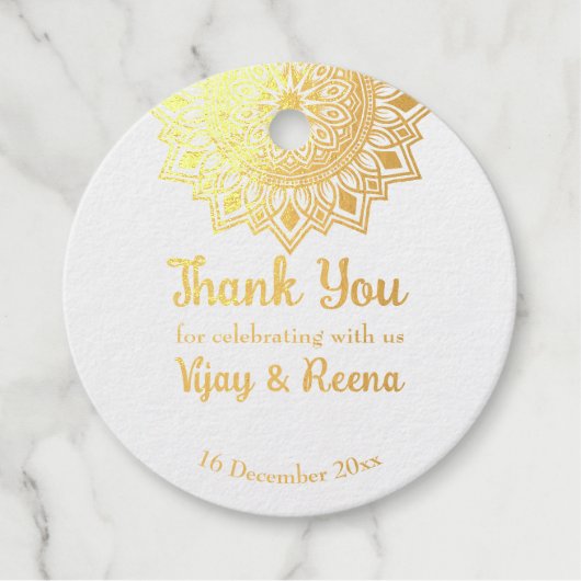 マンダラパーソナライズされたデザイン名結婚foiled's フェイバータグ (正面)