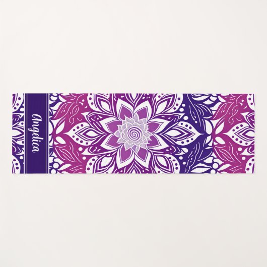 マンダラパーソナライズされたヨガマットパープルピンクグラデーション色 ヨガマット (正面(横))