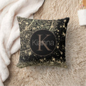 マンダラパーソナライズされた金ゴールド星モノグラム クッション (ブランケット)