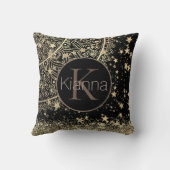 マンダラパーソナライズされた金ゴールド星モノグラム クッション (裏面)