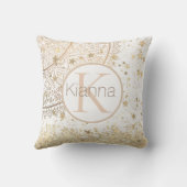 マンダラパーソナライズされた金ゴールド星モノグラム クッション (裏面)