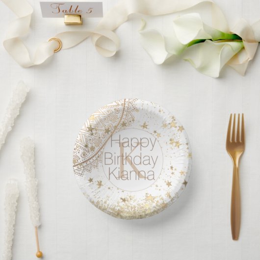 マンダラパーソナライズされた金ゴールド星モノグラム ペーパーボウル (ウェディング)