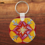 マンダラピース5.7 cm基本ボタンキーリング キーホルダー (正面)