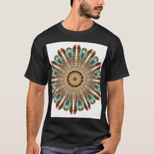 マンダラフェザー水色:ナチュラルレースデザイン Tシャツ