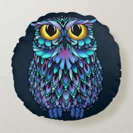 マンダラフクロウ装飾用クッション ラウンドクッション