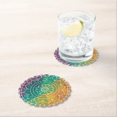 マンダラフラワーの虹のローポリカラフルデザイン ペーパーコースター (インサイチュ)