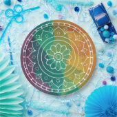 マンダラフラワーの虹のローポリカラフルデザイン ペーパープレート (パーティー)