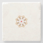 マンダラフラワーアートプリント | ボホデコール ストーンコースター (正面)