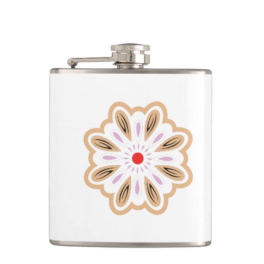 マンダラフラワーアートプリント | ボホデコール フラスク (正面)