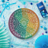 マンダラフラワーインドレインボーボーホカラフルデザイン ペーパープレート (パーティー)