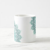 マンダラフラワーオブライフターコイズスピリチュアル コーヒーマグカップ (中央)