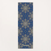 マンダラフラワーサークル模様ネイビーブルー背景 ヨガマット (正面)