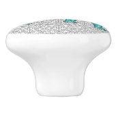 マンダラフラワーゾウ、ターコイズ、グレーと白 セラミックノブ (側面)