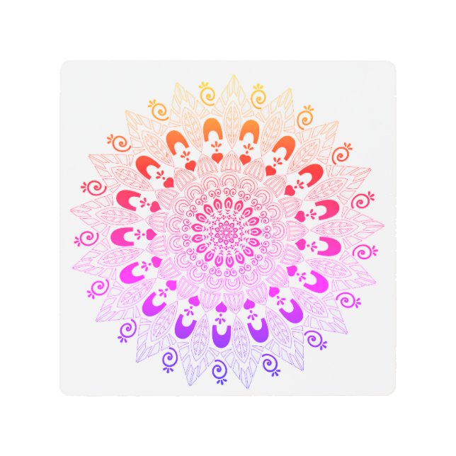 マンダラフラワーデザイン メタルプリント (正面)