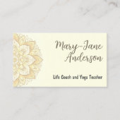 マンダラフローラデザインヨガスタジオアイボリーパステル 名刺 (正面)