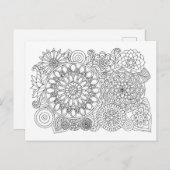 マンダラフローラブーケアダルトカラーリング ポストカード (正面/裏面)