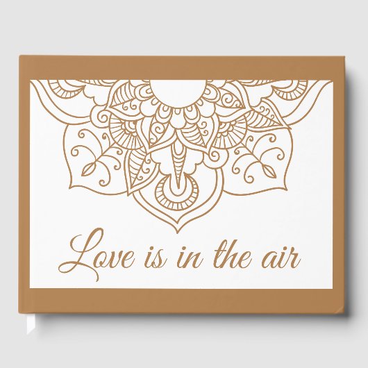 マンダラブラウンボホインディアンヴィンモダンテージウェディング ゲストブック (正面)