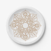 マンダラブラウンボホインディアンヴィンモダンテージウェディング ペーパープレート (正面)