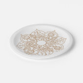 マンダラブラウンボホインディアンヴィンモダンテージウェディング ペーパープレート (アングル)