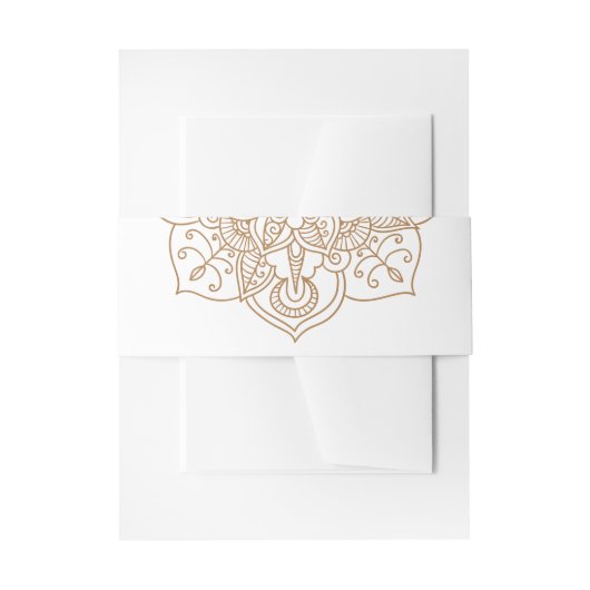 マンダラブラウンボホインディアンヴィンモダンテージウェディング 招待状ベリーバンド (正面例)