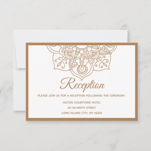 マンダラブラウンボホインディアンヴィンモダンテージウェディング 招待状 (正面)