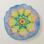 マンダラブラシポリエステルラウンドスロークッション ラウンドクッション (裏面)