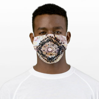 マンダラブラックブラウン金ゴールド大人顔マスク 大人用布マスク