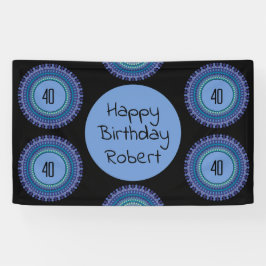 マンダラブルーとブラック名前をカスタムするパーティー 横断幕