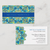 マンダラブルーイエローフローラヨガインストラクター 名刺 (正面/裏面)