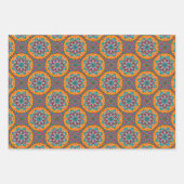 マンダラブルーピンクとイエローサークル ラッピングペーパーシート (正面3)