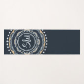 マンダラブルーホワイトパーソナライズされた ヨガマット (正面(横))