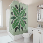 マンダラベゴニアフローラグリーンリーボタニカル シャワーカーテン (インサイチュ)