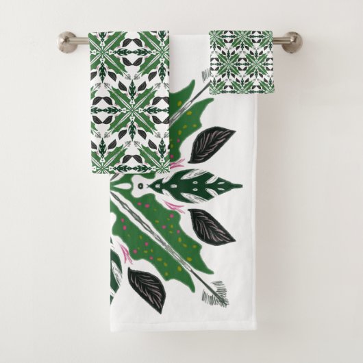 マンダラベゴニアフローラグリーンリーボタニカル バスタオルセット (インサイチュ)