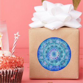 マンダラホワイト輪郭ブルーウォーター色 –  ラウンドシール