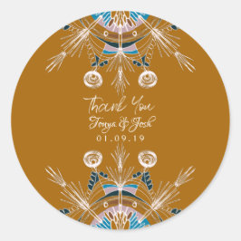 マンダラボヘミアンカラフルサンキューマスタード ラウンドシール